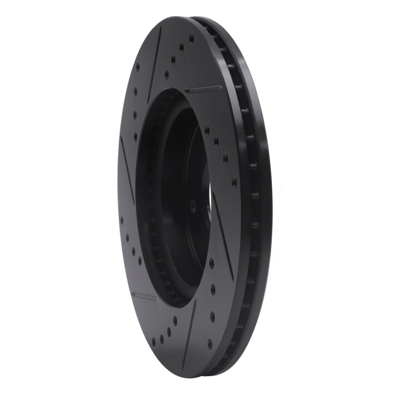 Acura ILX Brake Rotor (1) - Front Right - R1 Concepts - Drilled & Slotted - Black - `03-`17